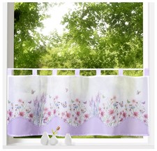 heimtexland ® Scheibengardine Blumen Rosen Palme Bad Gardine Fensterdeko Typ789