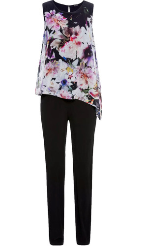 Damen jumpsuit schwarz blumen - jumpsuit,