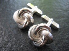 Manschettenknöpfe Silber 835 Knoten Form sehr groß und massiv von ca. 1970