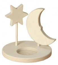 Teelichthalter Mond Stern Teelicht Ständer Holz Geschenk Basteln Weihnachten