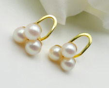Perlen-Ohrclipse - 585er Gelb-Gold -je 3 Süßwasser-Zucht-Perlen- Clip-Verschluss