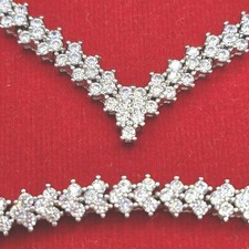 Silver Zircon Crystals Sparkling  Necklace, Bracelet, Ring and  earrings set
