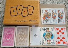 DDR Rommé Kartenspiel 2x 55 Blatt Senioren Altenburger Coeur Geising Holzkiste 