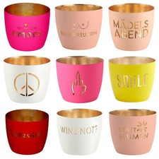 Windlicht gold Schriftzug