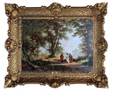 Gemälde Jesus mit Jüngern Gespräch im Wald Ikonen Heiligenbild m. Rahmen 56x46