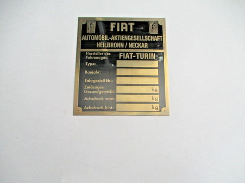 Typenschild schild fiat turin - typenschild,