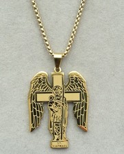 Erzengel Raphael Anhänger Mit Kette Edelstahl Gold Engel Sankt Heiliger Schutz