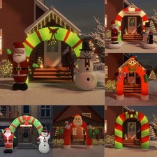 Aufblasbarer Weihnachtsbogen Türbogen LED Beleuchtet Weihnachtsmann Schneeman