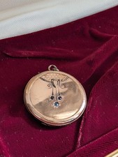 Antike Vergoldete Locket Mit Echtem Saphir Anhänger Foto Medaillon Jugendstil