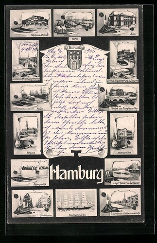 Ansichtskarte hamburg hafen - ansichtskarte,