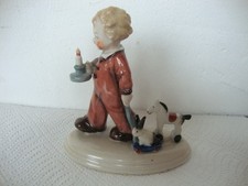 Alte Figur / Junge mit Kerze, Spielzeug, Hase Pferdchen