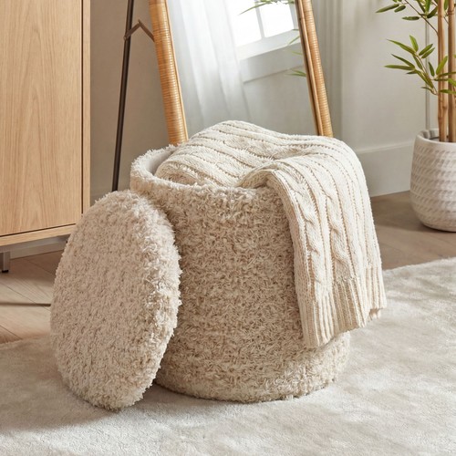 Sitzhocker mit stauraum wolle - sitzhocker,