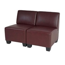 B-Ware Modular 2-Sitzer Couch Moncalieri, Kunstleder rot-braun, ohne Armlehnen