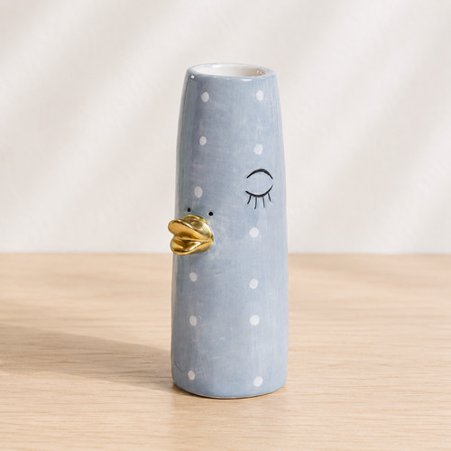 Vase ente blau - vase, (gepunktet)