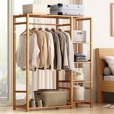 Groß kleiderständer Bambus offener Kleiderschrank mit Schuhablage Kleiderstange 
