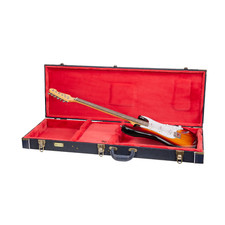 Crossrock Holzkoffer für E-Gitarren, Fender Telecaster & Stratocaster–Ozeanblau