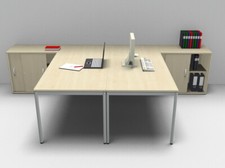 Doppelarbeitsplatz Schreibtisch 2 Personen mit 2 Schränken Doppelschreibtisch