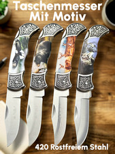 Taschenmesser mit Motiv Klapp SEJ® Messer 420 Stahl  Wandern Angel Jagdmesser