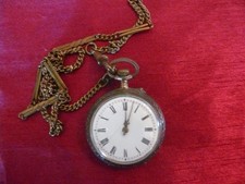Antike Taschenuhr aus 800er Silber mit Kette um 1900 Halbmond und Krone- K&L