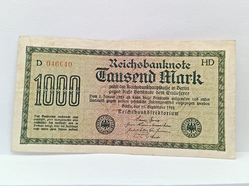 000 mark 1922 reichsbanknote - 1.000,