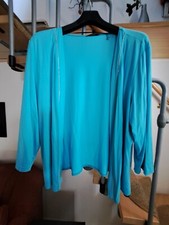 Bolero, Jacke, offen, Glitzerband, türkis, festlich, 3/4 Arm,Größe 50, neuwertig