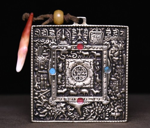 Tibet buddhismus silber - silber, inlay