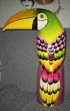 Holzfigur bunt bemalt Tukan
