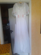Brautkleid Hochzeit 1974 VINTAGE ROMANTISCH BW42 L145 Taille 34cm weiß Blümchen
