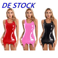 DE Damen Wetlook Minikleid