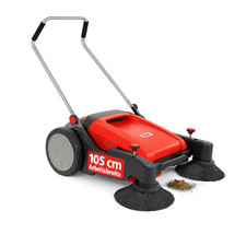 HECHT Hand Kehrmaschine 105cm Arbeitsbreite Ø 350 mm Bürsten 48L Fangkorb Kehrer