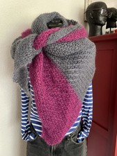 Dreieck Tuch, Handmade, Schal, Stola, DIY, Gestrickt, Grau, Pink, Handarbeit