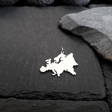 EUROPA Landkarte Anhänger in 925er Silber - NEU