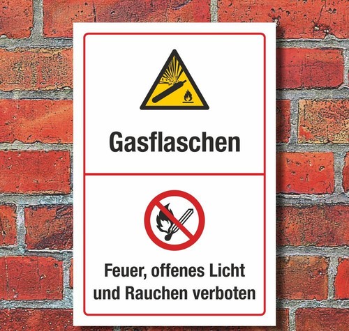 Schild gasflaschen gas feuer - schild,