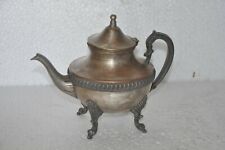 Alte Weiß Metall Nickel Beschichtet Solid Fein Handgefertigt Tee Kessel, Sammler