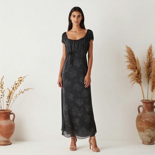 Abend glam maxi kleid schwarz - maxi,