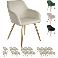 Esszimmerstuhl Wohnzimmer Sessel Samt gepolstert Armlehnstuhl  Beine gold