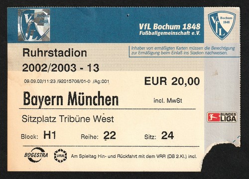 Ticket 2002 vfl - 2002/03, bochum