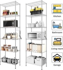 6 Etagen Stehregal Regal Metallregal Küchenregal für Badezimmer Garage mit Haken