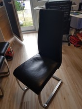  4 Freischwingerstühle  Edelstahlgestell Bezug echt Leder
