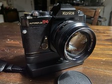 Alte SLR Kamera Konica Autoreflex T4 Hexanon 1:1.4/50 3.5/28 3.5/135 Winder