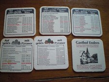 Bier Brauerei Bierdeckel  Pyraser Pyras 6 verschiedene Sonderdeckel