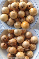 50 Stück große Holzperlen Holzkugeln 25 mm Kiefer Holz mit Maserung Kugeln Perle