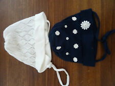 Baby Mütze Mädchen Erstlingsmütze Neugeborenenmütze m Perlen Blumen NEU Gr 41 45