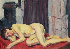 Liegender weiblicher akt - weiblicher,