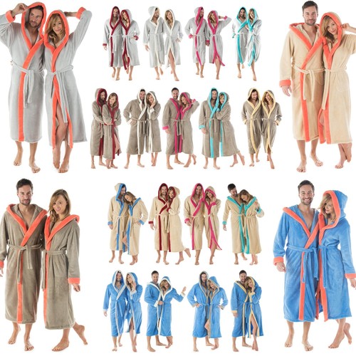 Kapuzen bademantel fleece - fleece, lang