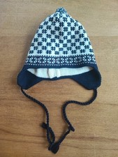 Norwegermütze, blau, weiß, Muster, Mütze, ca. 6-12 Jahre, Original aus Norwegen