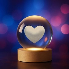 Kristallkugel 3D Herz LED Licht Geschenk