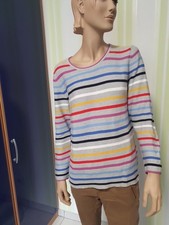 RABE, Damen Pullover, Sweatshirt, Gr. 38, grau mit bunten Steifen