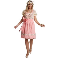 Damen Mini Dirndl Trachtenkleid Kleid Schürze Oktoberfest Tracht Volksfest Rosa