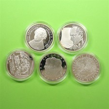 BRD 2012 5x 10 Euro Silber-Gedenkmünzen in Kapseln PP Spiegelglanz